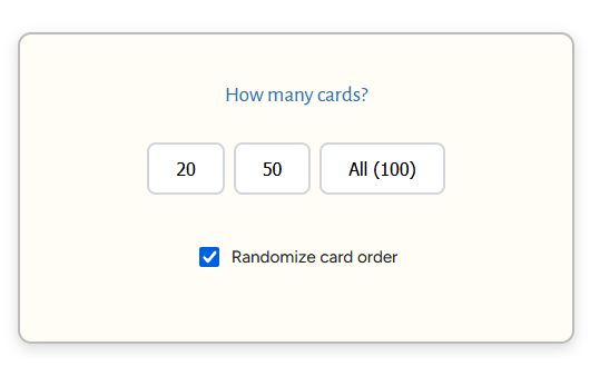 CME online real estate flashcards review session card-count and randomization options