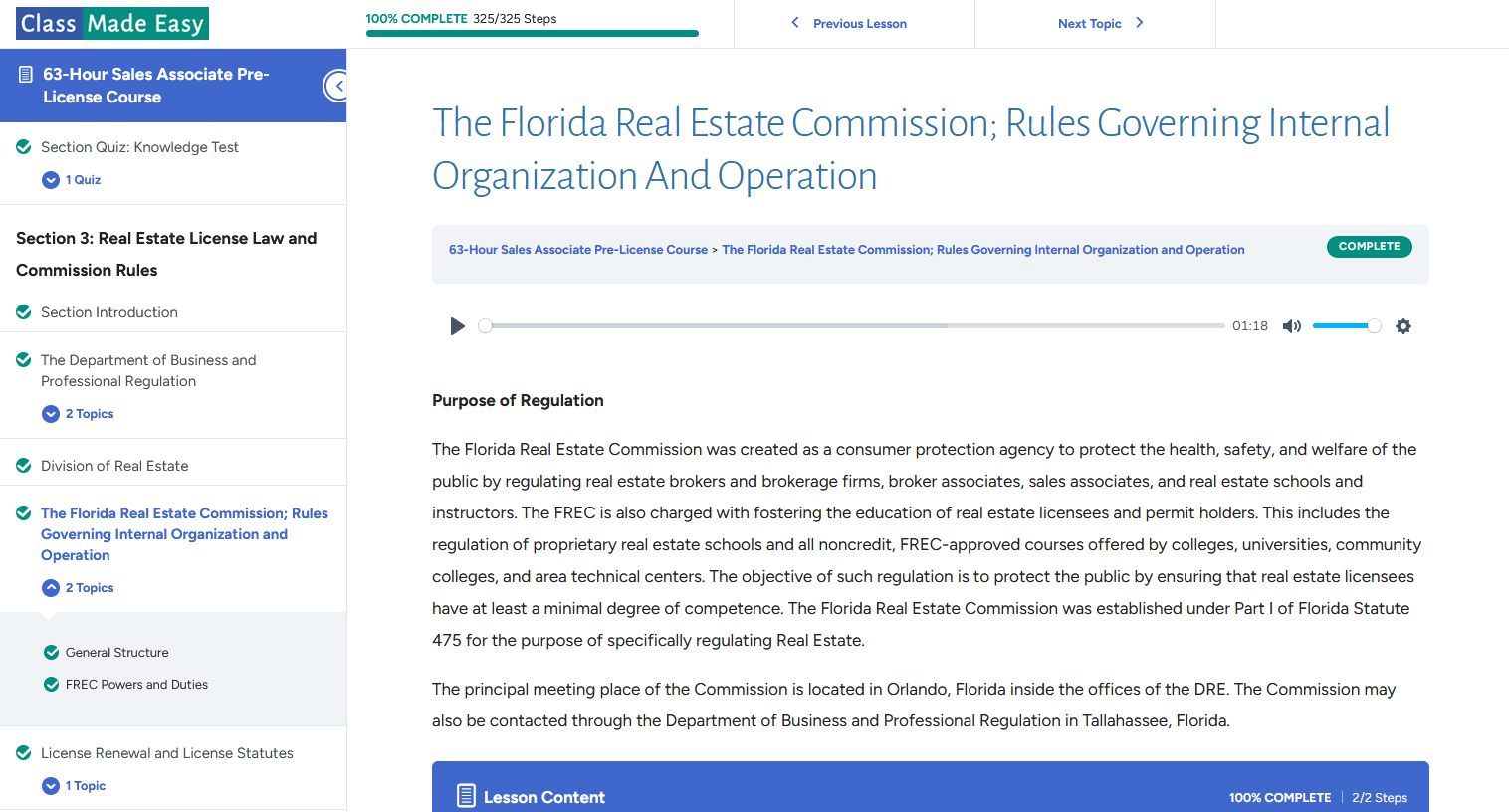 Class Made Easy branded online course platform for real estate schools